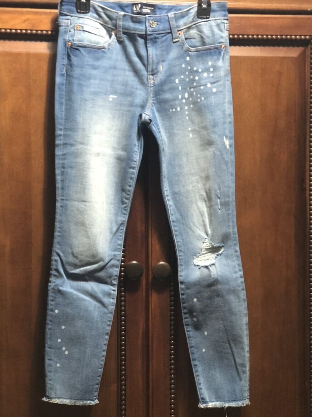 GAP Legging Skimmer Jeans Paint Splatter Distressed Size 4 27